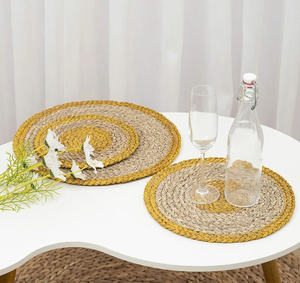 2024 Classic High Quality Eco-friendly Bamboo Seagrass <b>Mat</b> Unique Square Placemat for Wedding Decor Kitchen Accessories for Home - Product Image 1