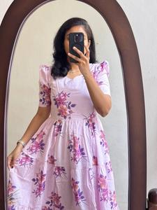 Robe mi-longue florale à la mode pour filles et femmes Cottagecore romantique esthétique, légère et respirante - Product Image 6