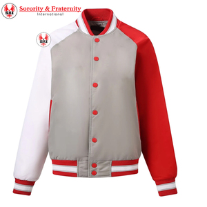 High Quality Customized Ladies Delta Sigma Collar <b>stand</b> Winter Breathable Custom Women long sleeves Denim crop Varsity Jacket - Product Image 3
