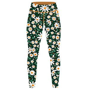 Leggings de yoga taille haute pour femmes, impression graphique de couleur unie, impression numérique d'écran de broderie par sublimation sur tissu tricoté - Product Image 5