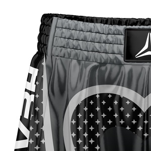 HEALY Custom Boxing Shorts Black Grey Geometric Print MMA Fight <b>Trunks</b> High Quality Lightweight Quick Dry Breathable Shorts - Product Image 3