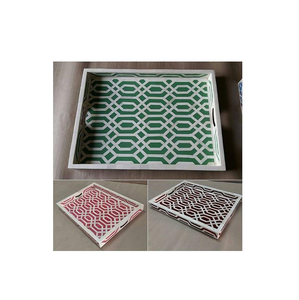 Plateaux décoratifs rectangulaires en os incrusté de style Art déco, taille personnalisée, 100% qualité supérieure, écologiques, plateau à dîner, hôtels, cuisine, thé - Product Image 2