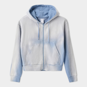 Sudadera con capucha personalizada para mujer, 100% algodón, 280 g/m², ecológica, con efecto deslavado por el sol, estilo vintage, con cremallera frontal y logotipo impreso personalizado. - Product Image 3