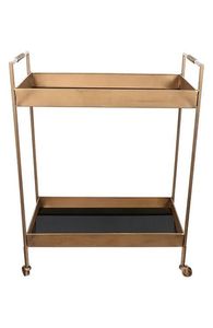 Marco de acero inoxidable con acabado de cobre, esclavos de vidrio de 2 niveles, carrito para servir alimentos, superventas, accesorios para servir en hoteles - Product Image 6