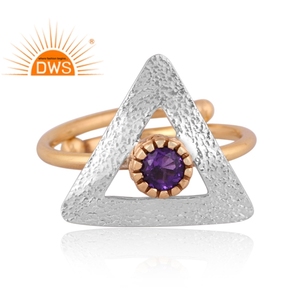 Dernière conception faite à la main 18K plaqué or naturel améthyste pierre précieuse bague empilable bijoux personnalisés pour les femmes cadeau pour elle - Product Image 3