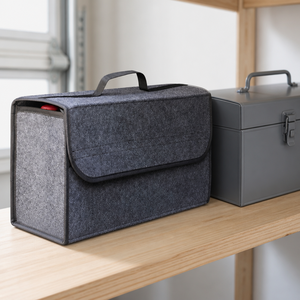 Organizador de maletero de coche, caja de almacenamiento plegable de fieltro de 50x24x15cm con tapa y asa - Product Image 3