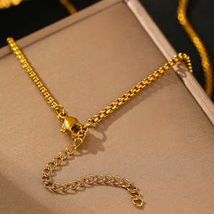 DGIDDK in acciaio inox oro collana di perle quadrate impermeabile da indossare ogni giorno gioielli di moda per uomo e donna regalo perfetto - Product Image 2