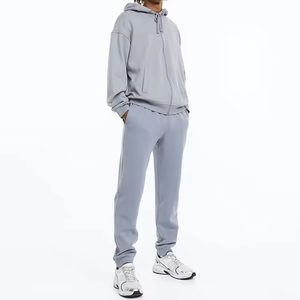 Conjunto Deportivo de Felpa de Algodón Grueso para Hombre, Diseño Personalizado, Patrón Sólido de Invierno, Sudadera con Capucha y Pantalones Deportivos para Gimnasio - Product Image 3