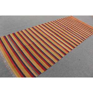 Kilim Rug, 4.5x11 ft Turkish Rug, <b>Red</b> Southwestern Rug <b>Wool</b> - Product Image 1