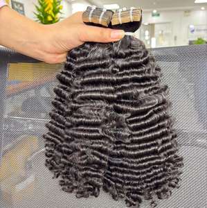 ผมต่อแบบเทปกาวสำหรับต่อผมมนุษย์ผมหยิกแบบชาวพม่าไม่ผ่านกระบวนการ100% เวียดนาม - Product Image 4