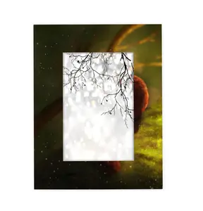 Lindo Panda rojo 5x7 marco de fotos para el hogar dormitorio sala de estar Panda marco de fotos de madera para exhibición de escritorio o decoración de pared - Product Image 1