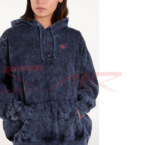 Sweat à capuche vintage en molleton 100 % coton délavé à l'acide, personnalisable, motif uni, coupe-vent, imperméable, streetwear, du fabricant OEM - Product Image 3