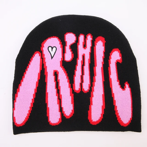 Vente en gros d'usine Bonnet d'hiver en jacquard de luxe Bonnet en tricot acrylique crâne avec logo personnalisé Style doux et luxueux pour le voyage - Product Image 2