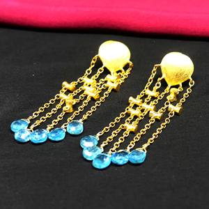 Boucles d'oreilles en Apatite Boucles d'oreilles en argent sterling 925 plaqué or avec pierres précieuses pour femmes - Product Image 5