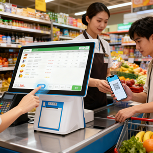 เครื่อง POS ระบบสัมผัสหน้าจอขนาด 15.6 นิ้ว รองรับ WiFi ระบบปฏิบัติการ <span class=keywords><strong>Android</strong></span> ความละเอียด 1920x1080 พร้อม NFC เครื่องพิมพ์และเครื่องสแกนในตัว จอแสดงผลสำหรับลูกค้า - Product Image 1