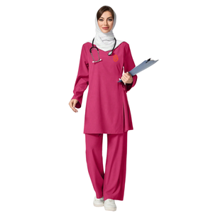Logo personnalisé hijab uniforme d'hôpital respirant professionnel hijab pour femmes uniforme d'hôpital ensemble de vêtements de travail avec pantalon tunique et écharpe - Product Image 1
