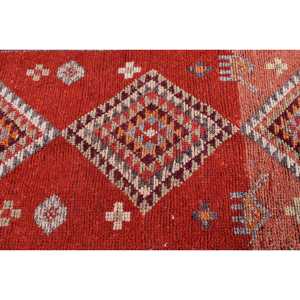 Tapis vintage 3,3x11 pieds, tapis turc Herki, tapis persan en laine rouge - Product Image 5