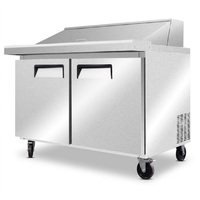 Table de préparation réfrigérée commerciale pour sandwichs et salades, plan de travail en acier inoxydable, réfrigérateur avec bacs