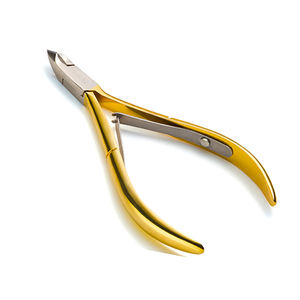 Pinza para cutículas de uñas de belleza con cuchillas afiladas de punta fina, doble resorte, media vuelta dorada, pinzas para quitar la piel muerta, 4,5 pulgadas - Product Image 1