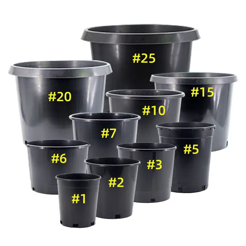 Low Price Promotion Durable 1 to 25 Gallon Black Plastic Planter, Flower Seedling Nursery Pots, eco friendly garden greenhouses