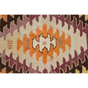 Alfombra Turca de 4.7x9.3 pies, Alfombra Vintage, Alfombra de Lana con Rayas Naranjas - Product Image 5