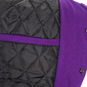 Veste universitaire Letterman blanche violette personnalisée corps en laine manches en cuir véritable Style des années 90 CollegeBaseballjacket pour hommes expédition DDP - Product Image 5