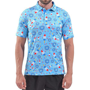 Polo con estampado de sublimación de LICRA de secado rápido para hombre, Camiseta deportiva atlética elástica transpirable para entrenamiento y exteriores - Product Image 4