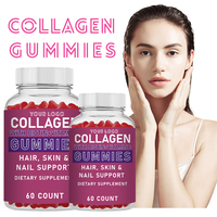 Gummies au collagène avec biotine et vitamine C pour éliminer les marques d'acné et les taches brunes, saveur fraise 60 unités