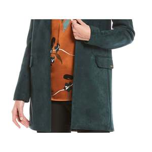 Calvin Klein Women's Open-Front Reversible <b>Suede</b> Topper <b>Jacket</b> Solid Green Size XL Quilted Lapel Collar Autumn Season Short - Product Image 3