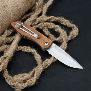 Cuchillo de bolsillo plegable de acero al carbono hecho a mano, navaja afilada EDC con mango de madera, cuchillos plegables de caza para acampar al aire libre - Product Image 5