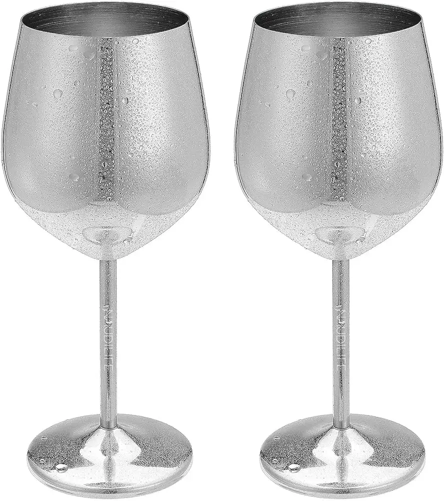 Verres à vin en acier inoxydable Verre à vin en métal Gobelet Tasse à cocktail Lot de 2 whisky de haute qualité en verre d'acier