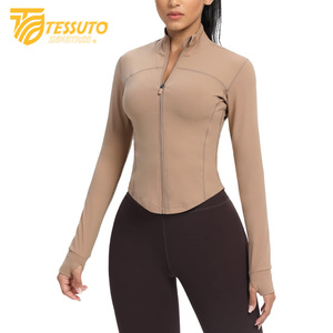Women's Lightweight Long Sleeve UPF 50+ Hoodie Breathable Full Zip Winter Workout Sun Protection with <b>Stand</b> Collar - Product Image 3