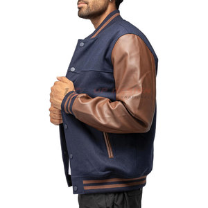 Chaqueta Letterman Personalizada de Diseño Único y Alta Calidad para Hombre, Ecológica, Transpirable, Cómoda, de Cuero y Algodón para Invierno - Product Image 6