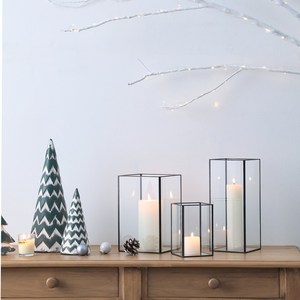 Portavelas decorativo de metal blanco y vidrio, estilo marroquí, para decoración del hogar, con acabado negro, diseño de metal. - Product Image 3