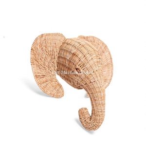 Woven Rattan <b>Elephant</b> Wall <b>Decor</b> Woven Hanging for Baby Nursery Room Fun Eco Friendly Home Decoration - Product Image 2
