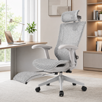 Chaise de bureau exécutive ergonomique à dossier haut en maille avec repose-pieds rétractable, support lombaire inclinable réglable, fabricant OEM