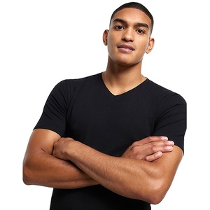 Camiseta de 100% algodón ajustada con cuello en V OEM diseño personalizado verano 100% algodón para hombre - Product Image 5