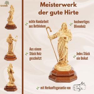 El Buen Pastor en madera de olivo – Figura de Jesús tallada a mano con cordero (26,5 cm) - Product Image 5