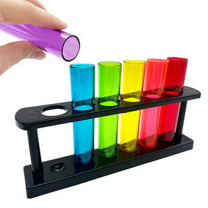 6 tubos de ensayo de plástico de colores de 25mm y soporte de plástico para tubo de ensayo y estante para niños - Product Image 1