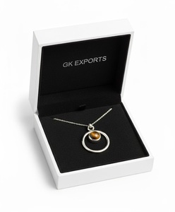 Bisel de Plata de Ley 925, banda martillada, colgante facetado, colgante de ojo de tigre, piedra natal chapada en plata, joyería fina para boda IGI - Product Image 5