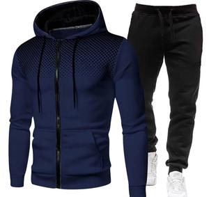 Hiver Mode Impression 100% Coton Survêtement Hommes Taille Élastique Sweat à Capuche Pantalon de Survêtement Deux Pièces Costumes Casual Fitness - Product Image 4