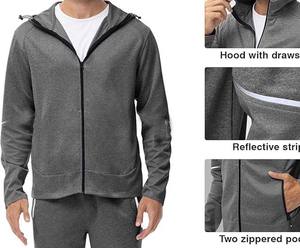 Chándal informal para hombre, chándal ligero con cremallera superior de 2 piezas, chándal con diseños personalizados, 100% algodón - Product Image 5