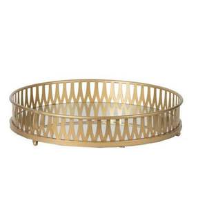 Round Metal And <b>Mirror</b> <b>Tray</b> Perfect For Vanity Organization Bathroom Decor And Elegant Display Use - Product Image 1