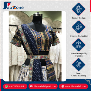 ผ้าฝ้ายเย็บเต็มตัวสีฟ้ารอยัลแบบดั้งเดิมคุณภาพระดับพรีเมี่ยมสามารถแนบ lehenga choli กับ dupatta สำหรับงานแต่งงาน - Product Image 2