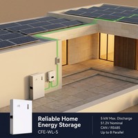 Batterie de stockage d'énergie domestique empilable CFE-WL-5 5 kWh avec plus de 6000 cycles, BMS intelligent, prise en charge du réseau hybride pour les systèmes solaires