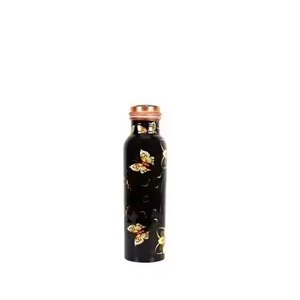Bouteille d'eau en cuivre pur imprimé autocollant de style floral disponible avec des tailles personnalisées Bouteille d'avantages pour la santé disponible à la vente - Product Image 5