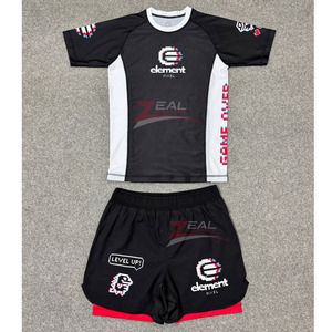 custom no gi set <b>rash</b> <b>guards</b> mma shorts sets sublimation printing grappling <b>bjj</b> mma shorts <b>rash</b> <b>guards</b> sets made in pakistan - Product Image 1
