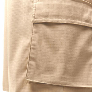 65% Polyester 33% Rayon 2% Elastane Cobblestone <b>Knee</b> <b>Length</b> Cargo <b>Shorts</b> with Contrast Printed Inner Legging - Product Image 6