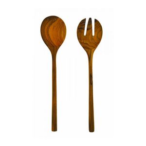 Services à salade en bois de manguier décoratifs anciens avec longue poignée design, couleur naturelle, services à salade artisanaux - Product Image 6
