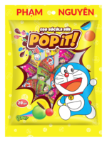 Kleine Popit Doraemon Melkchocolade Harde Snoepvulling Meerkleurige Zoete Bolvormige Snoepjes 212g Bulk Vietnam 10 Zakjes/Karton 12 Maanden